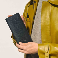 Längliche Brieftasche 14 cc mit Reißverschluss aus Sartorial Leder